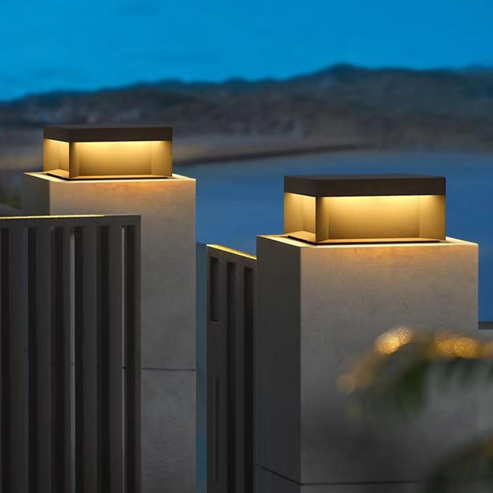 Premium Stainless Steel Solar Post Lights for Outdoor - Solar Powered Fence Post Cap Lights with 3000K Warm White LED - Waterproof Garden Deck Patio Lighting - Perfect for Wooden Posts (12