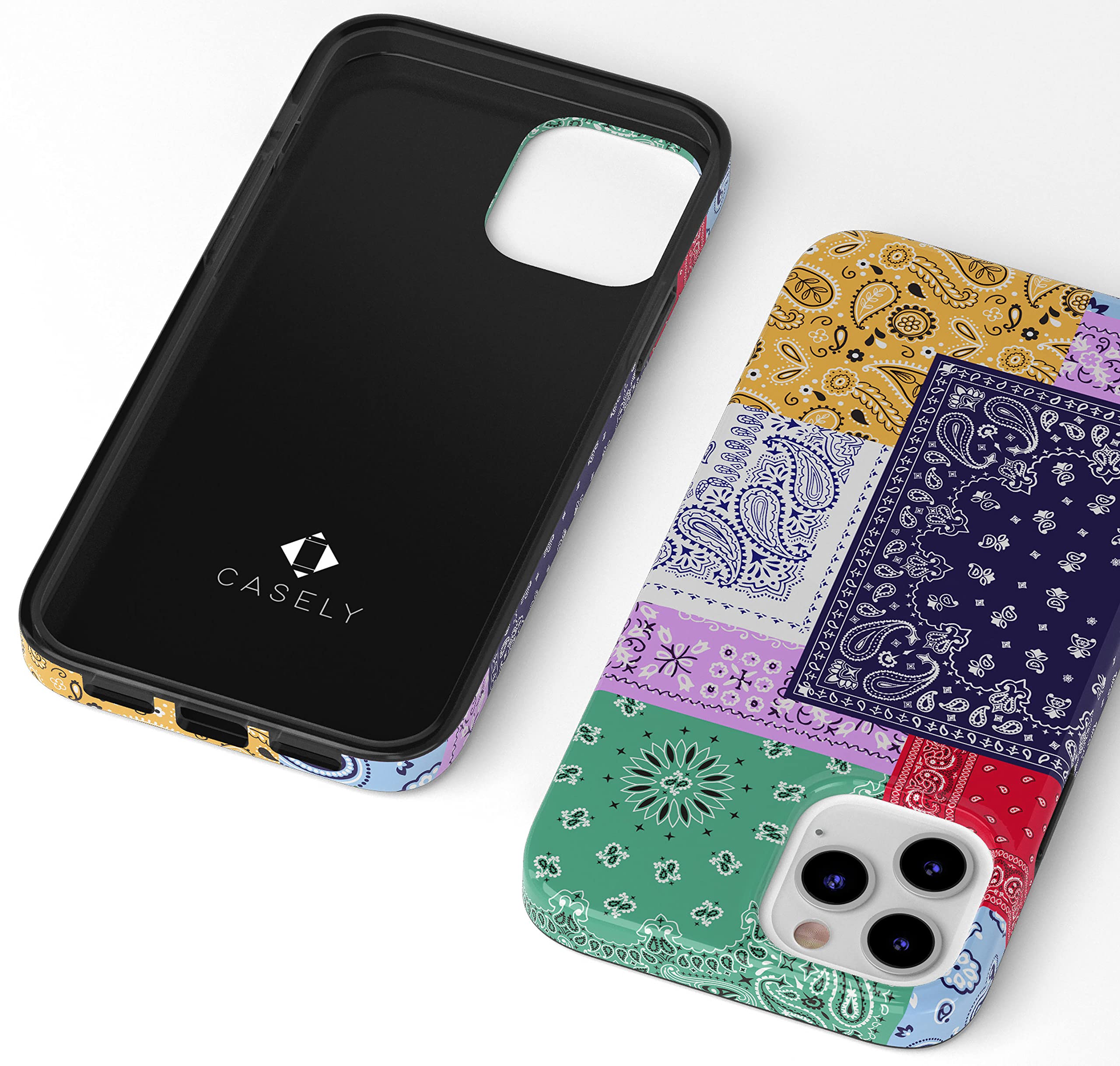 Casely iPhone 12 Pro Max Case with Swatch It Up Patchwork Bandana Design - Trendy Protective Cover for Everyday Use, Travel & Outdoor Activities