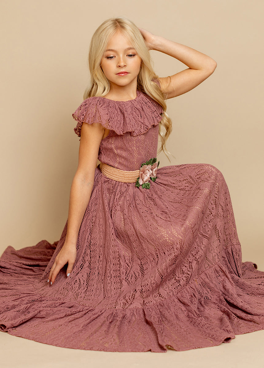 Ravvy Women's Dusty Rose Dress - Elegant Flowy Midi Dress for Casual Wear, Parties & Special Occasions