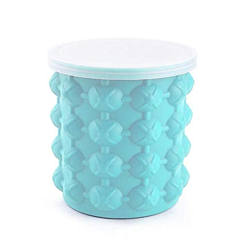 Outdoor Round Plastic Ice Bucket with Lid - Silicone Sealed Double Champagne Wine Beer Cooler Bucket with Tongs - Perfect for Parties, BBQs, and Poolside Drinks