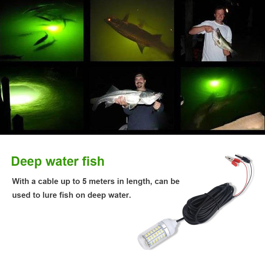 Zerone 12V 108LEDs IP68 Waterproof Submersible Underwater Fishing Light - Bright LED Fish Attractor Lamp for Night Boat Fishing, Crabbing & Ice Fishing | Perfect for Deep Sea, Lake & River Fishing Adventures