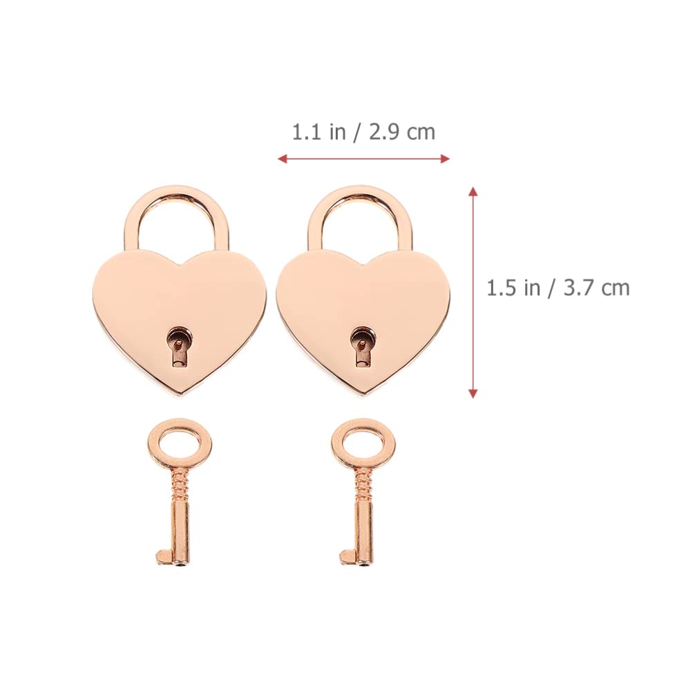 Operitacx 3-Piece Metal Heart Padlock Set - Mini Keyed Locks with Keys for Jewelry Box, Storage Box, Diary & Locker Decor - Golden Small Lock for Gifts, Keepsakes & Romantic Surprises