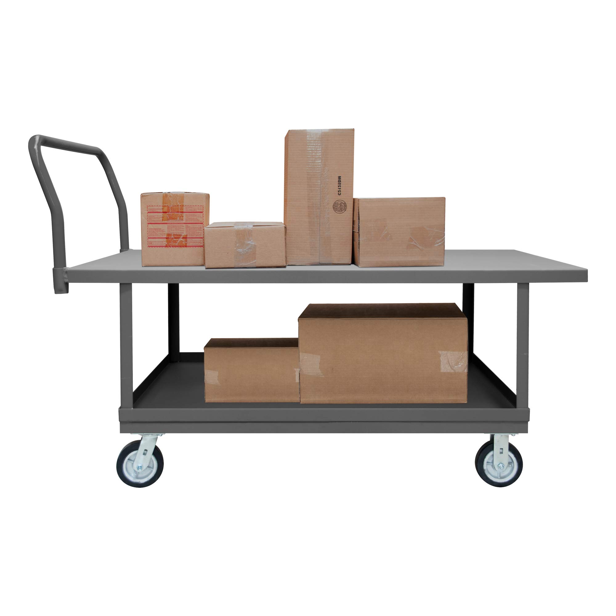 Durham WHPT30606MR95 2 Deck Platform Truck with Lips Down - Heavy Duty Industrial Cart for Warehouse, Factory & Workshop Use