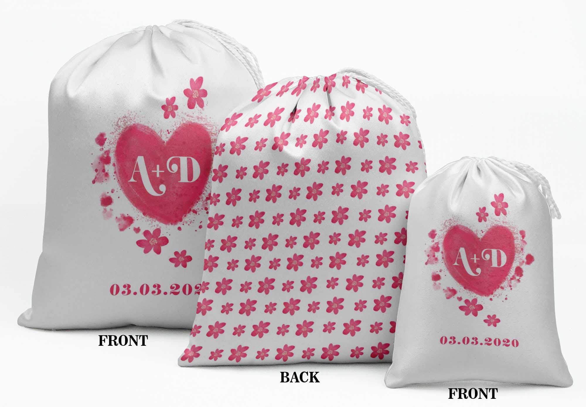 Custom Heart Wedding Favor Bags - 15pcs for Party Gifts & Souvenirs