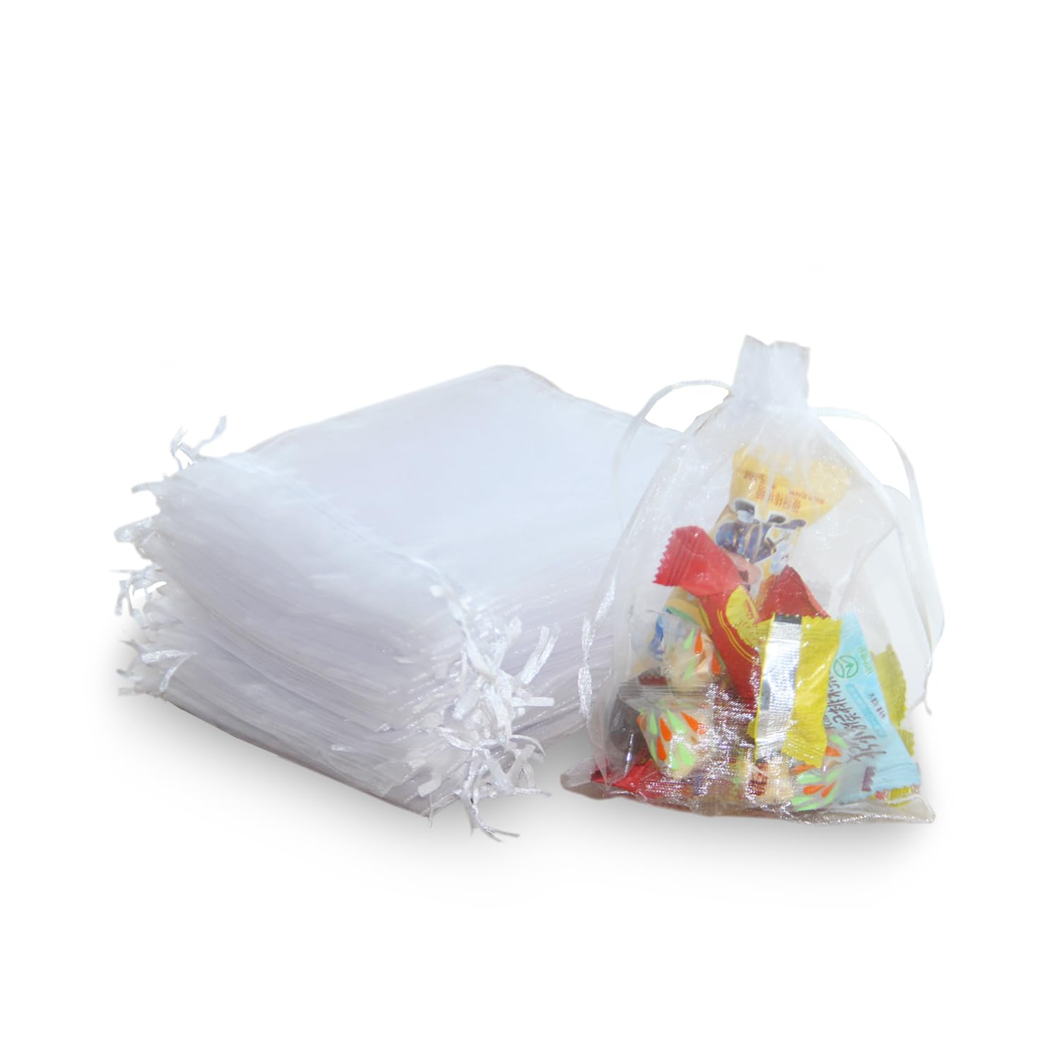 20-Pack White Organza Gift Bags 5.2