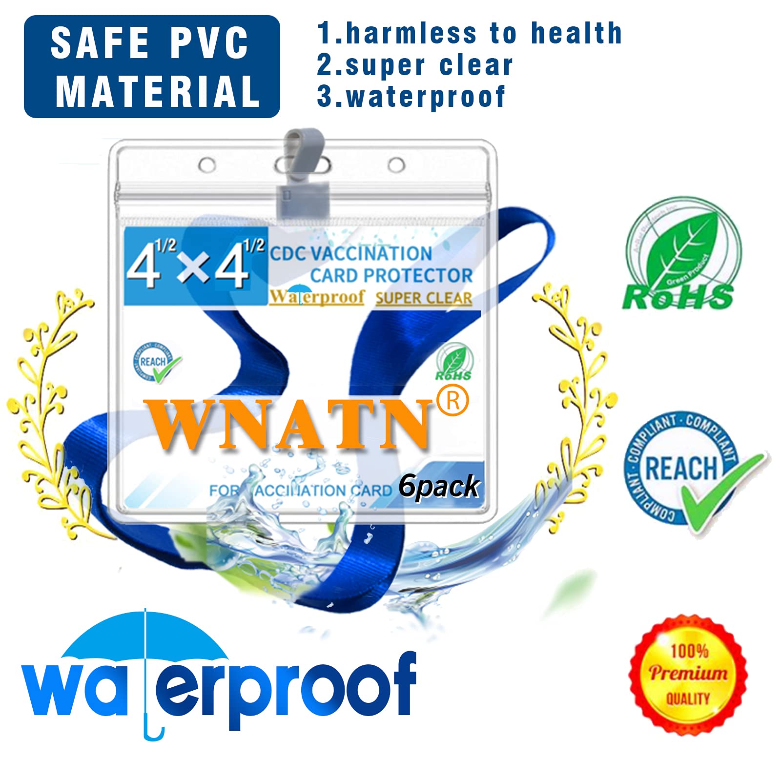 Vaccination Card Protector - 6 Pack, Waterproof & Resealable for Travel & Events