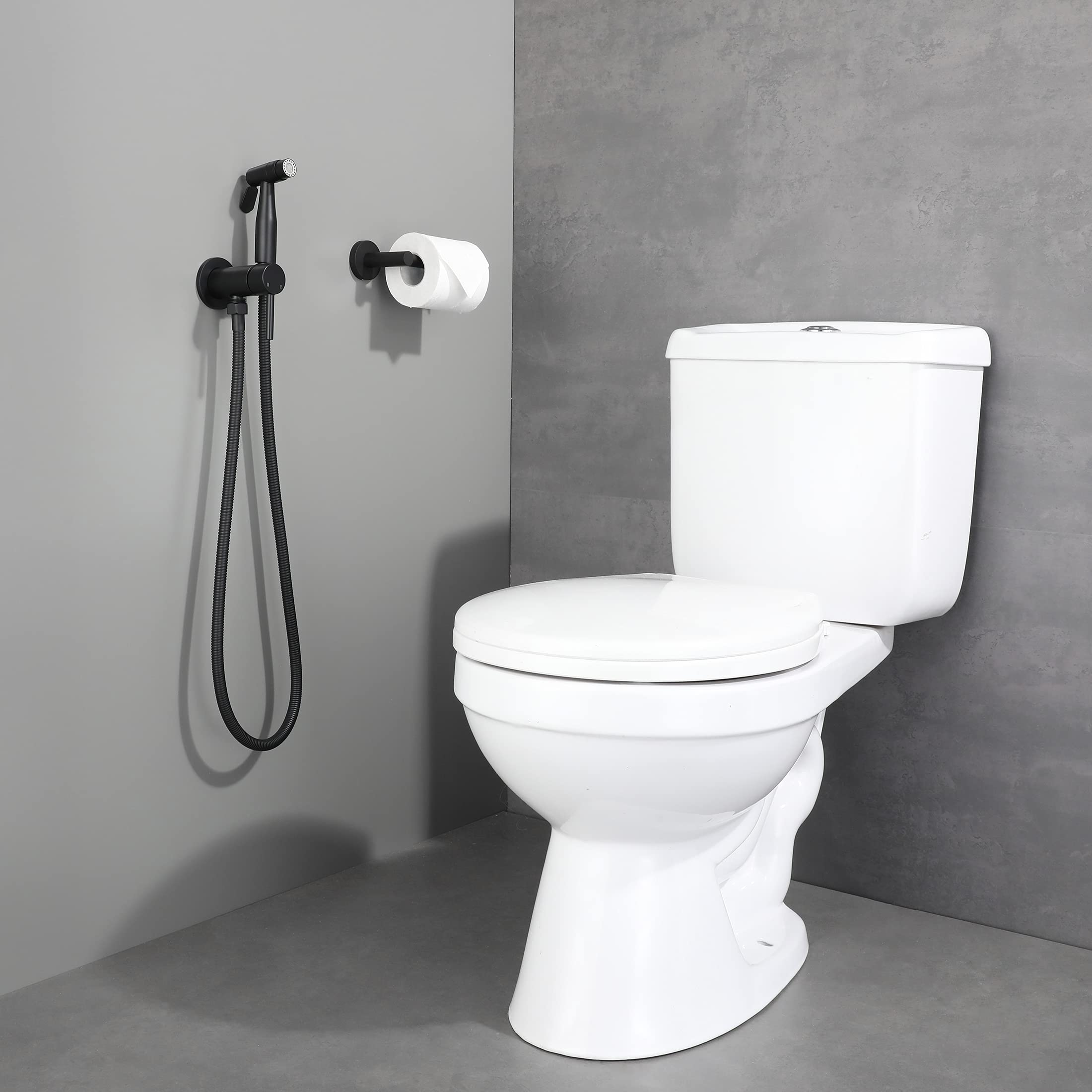 Black Handheld Bidet Sprayer with Warm Water - Stainless Steel Toilet Bidet Sprayer with Brass Hot/Cold Mixing Valve (WI9138BK) - Perfect for Bathroom Hygiene & Postpartum Care
