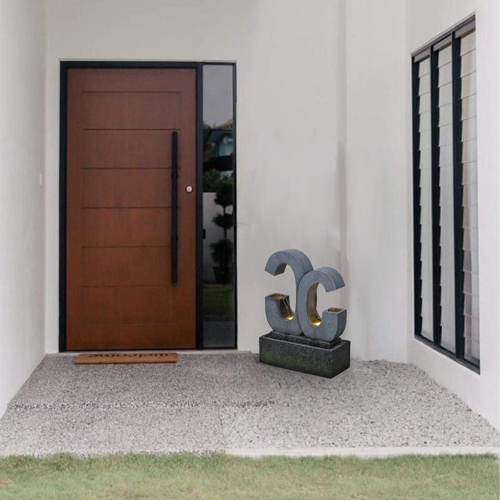 Modern Indoor/Outdoor Water Fountain with LED Lights - 26.4