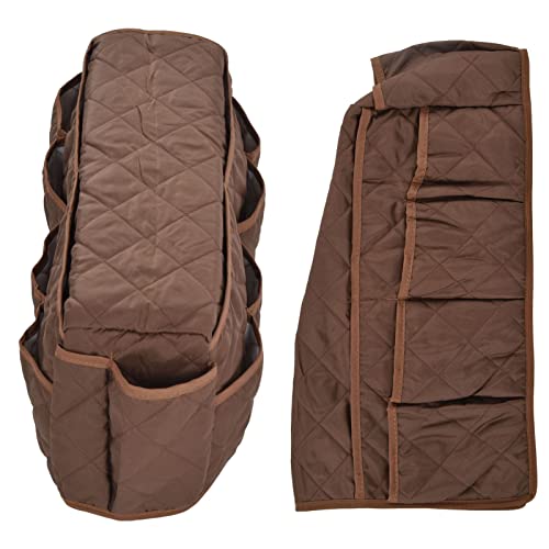 Leather Sofa Armrest Organizer with Remote Holder - Vintage Brown Couch Side Pocket for Phone, Keys & Accessories - Perfect for Living Room, Bedroom & Home Theater Use