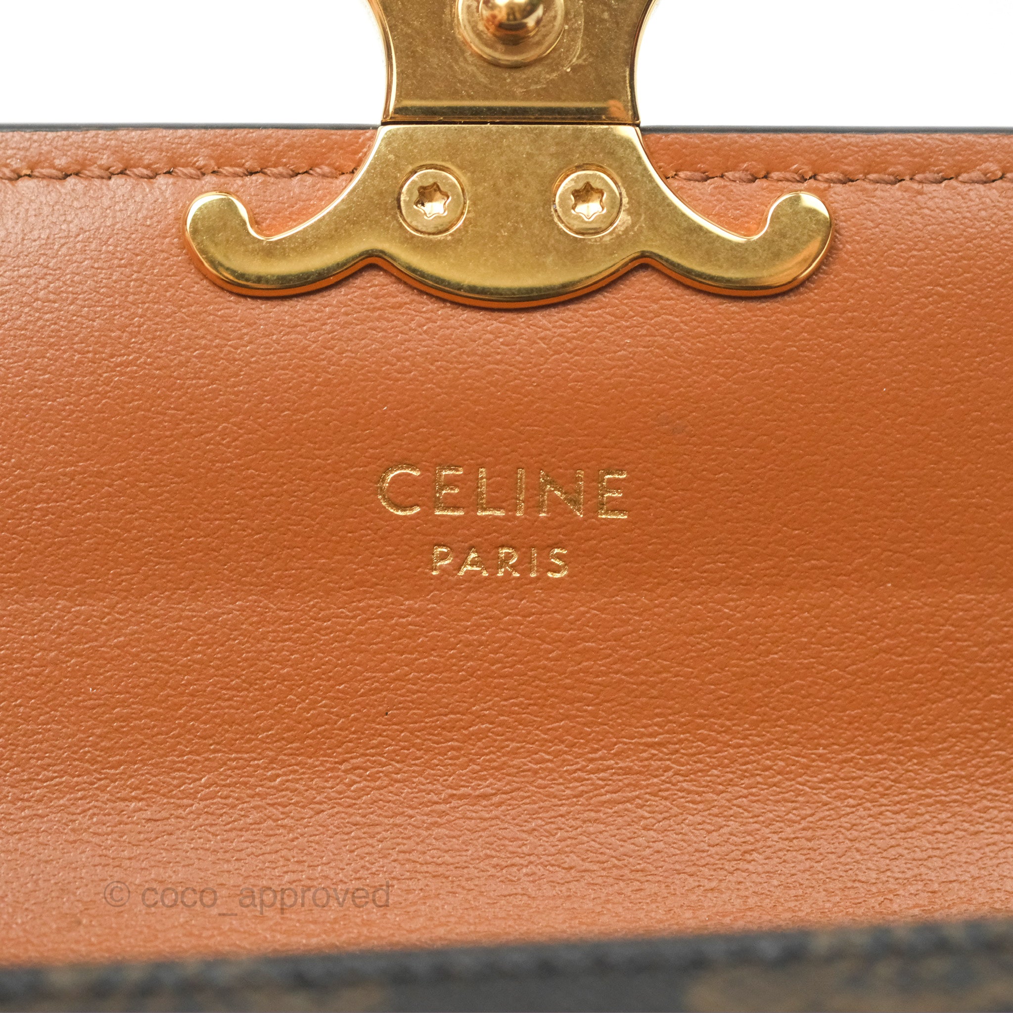 Celine Triomphe Flap Card Holder - Genuine Triomphe Canvas in Tan | Luxury Compact Wallet for Everyday Use & Travel