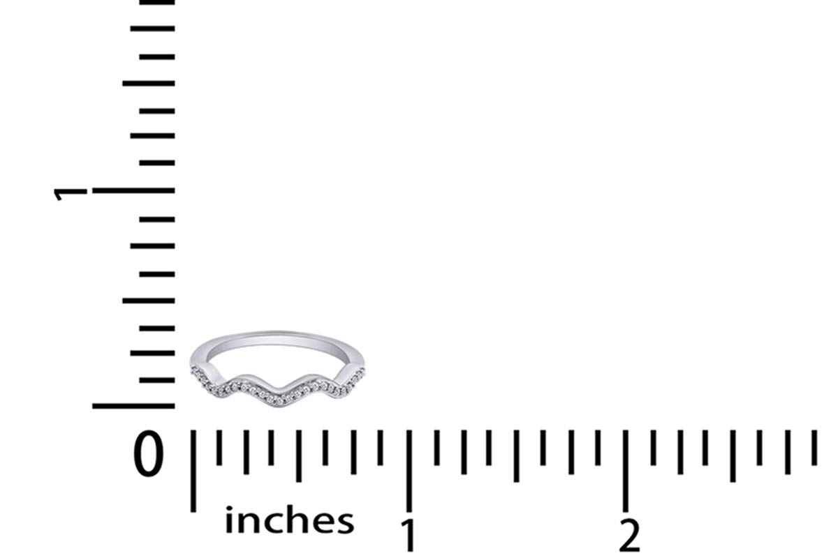 10K Solid Gold Round Cut White Diamond Wavy Band Ring (1/15 Cttw) - Elegant Stackable Ring for Women, Perfect for Weddings, Anniversaries & Everyday Wear
