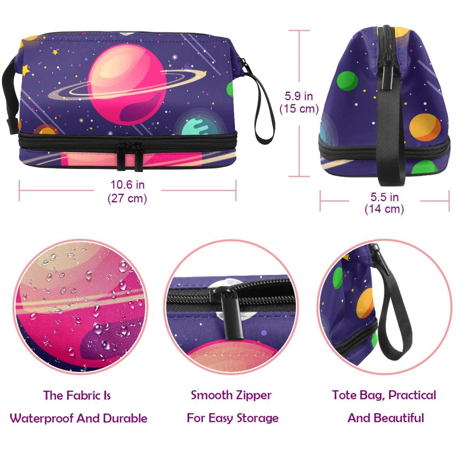 Large Travel Cosmetic Bag for Women - Space Planets Nebula Design Makeup Organizer & Toiletry Pouch | Perfect for Vacation, Gym, and Daily Essentials Storage