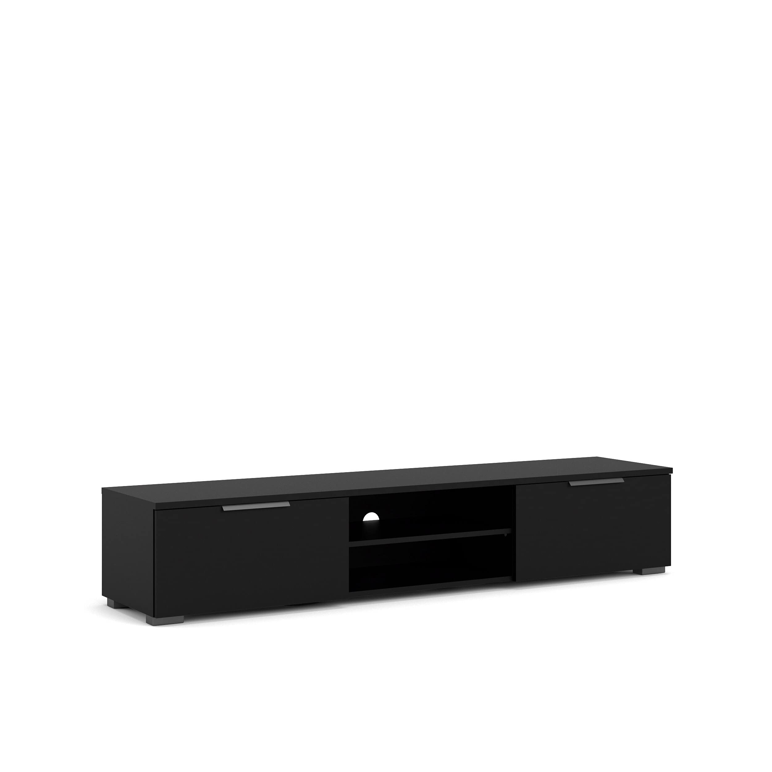Tvilum Modern TV Stand with Storage - Black Matte Finish for Living Room, Bedroom, or Home Theater Setup