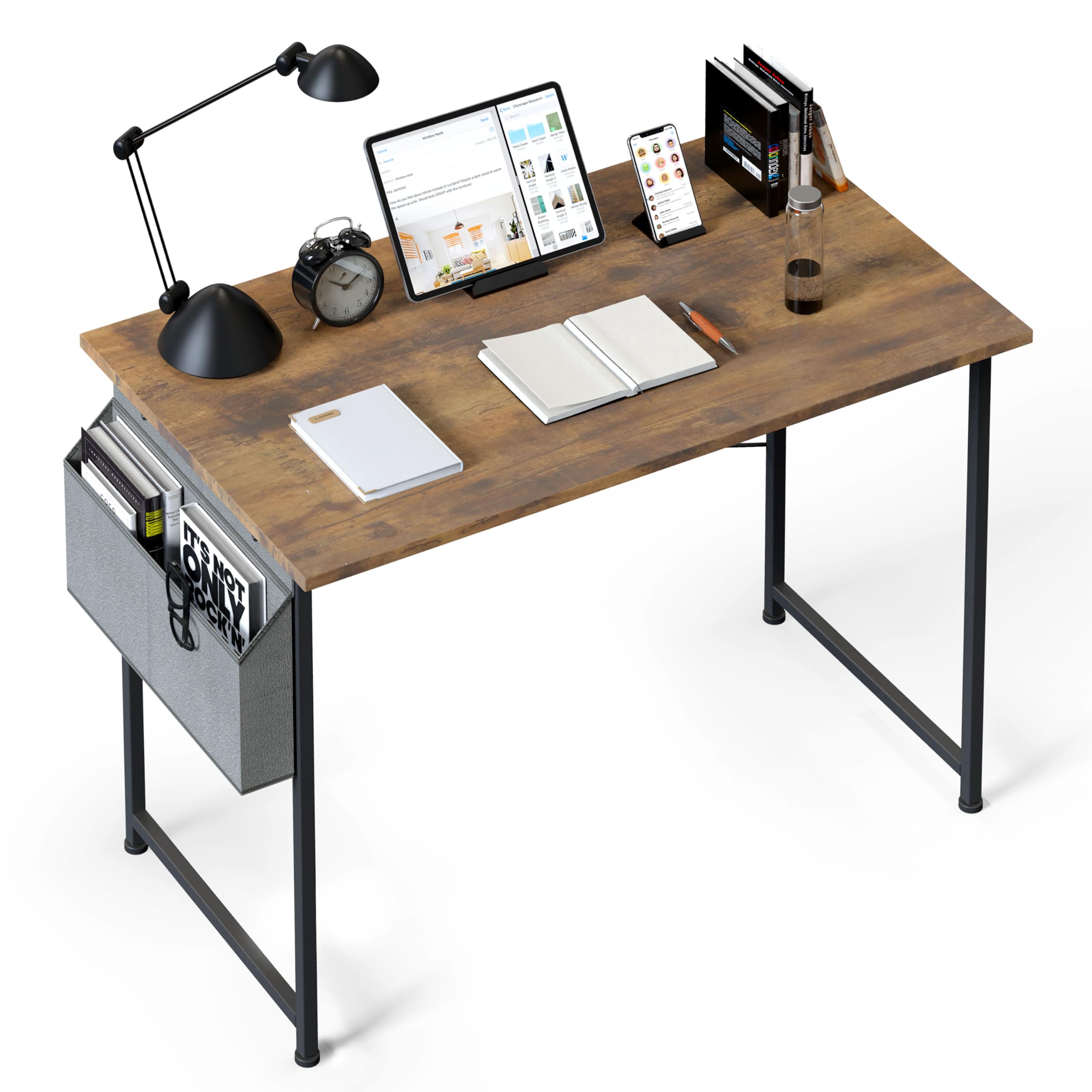 Compact Modern Writing Desk with Headphone Hooks - Space-Saving Study Desk for Small Rooms, Home Office & Living Room - Perfect for Remote Work, Online Classes & Gaming Setup