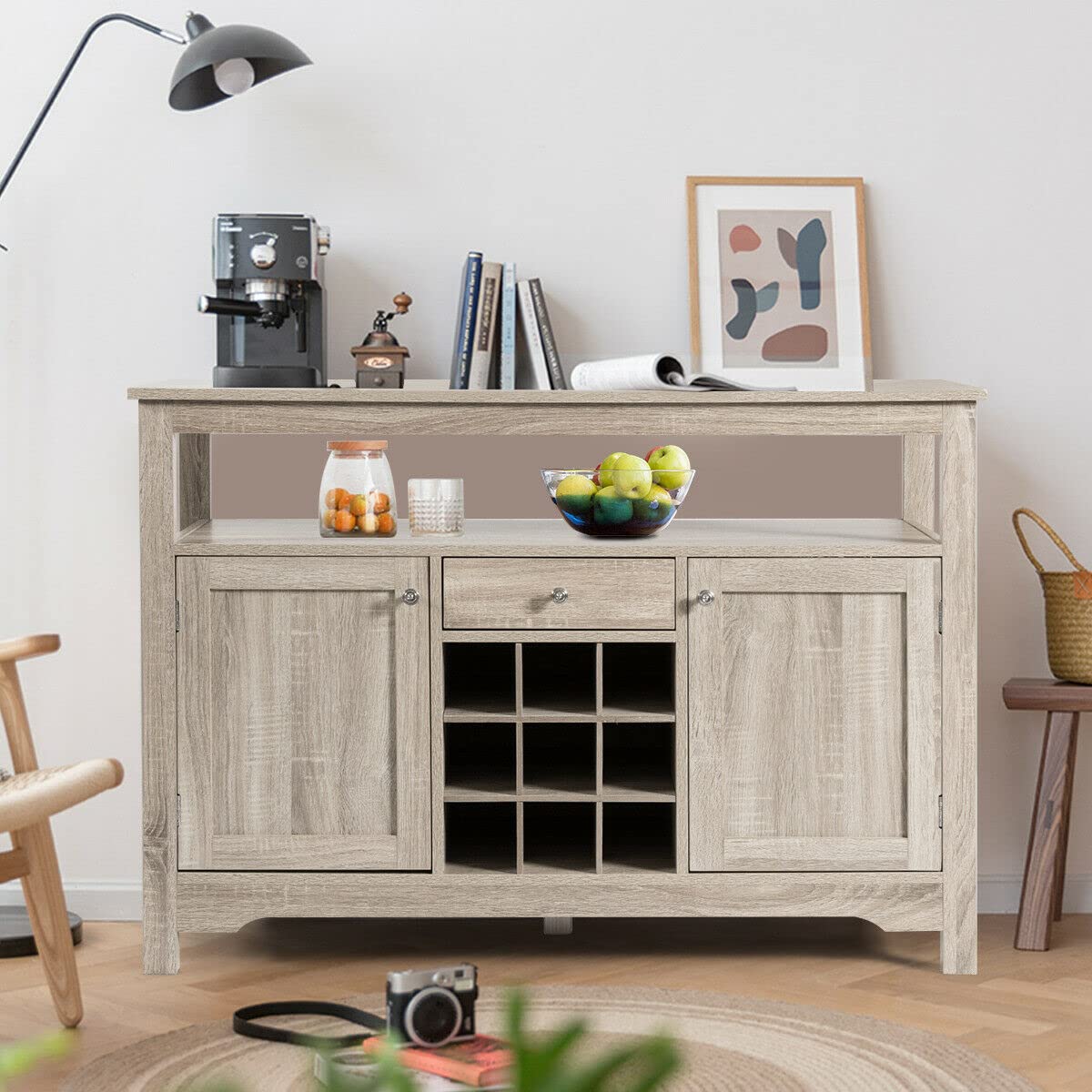 Modern Buffet Server with Cabinet - Kitchen Storage Sideboard with Doors & Drawers - Coffee Bar Cabinet for Living Room, Kitchen & Dining Room - Perfect for Entertaining, Storage & Home Decor
