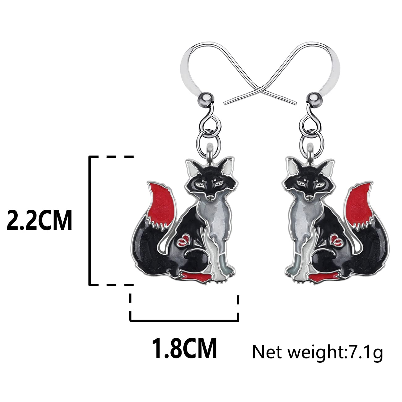 BONSNY Handmade Enamel Metal Fox Earrings for Women - Unique Animal Jewelry Gifts - Perfect for Casual Wear, Parties & Special Occasions