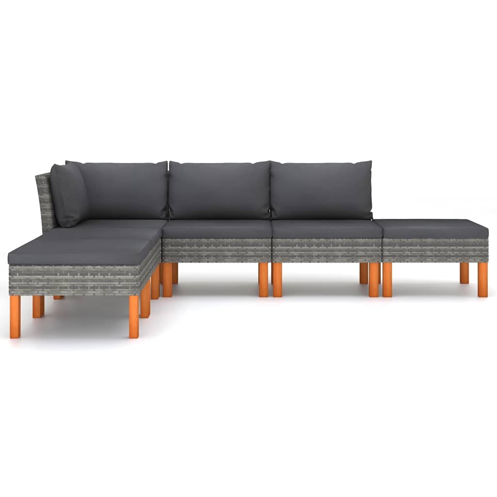 6-Piece Patio Lounge Set with Cushions - Weather-Resistant Outdoor Sectional Sofa Set - Poly Rattan Conversation Furniture for Garden, Patio & Backyard - Perfect for Relaxing, Entertaining & Outdoor Gatherings