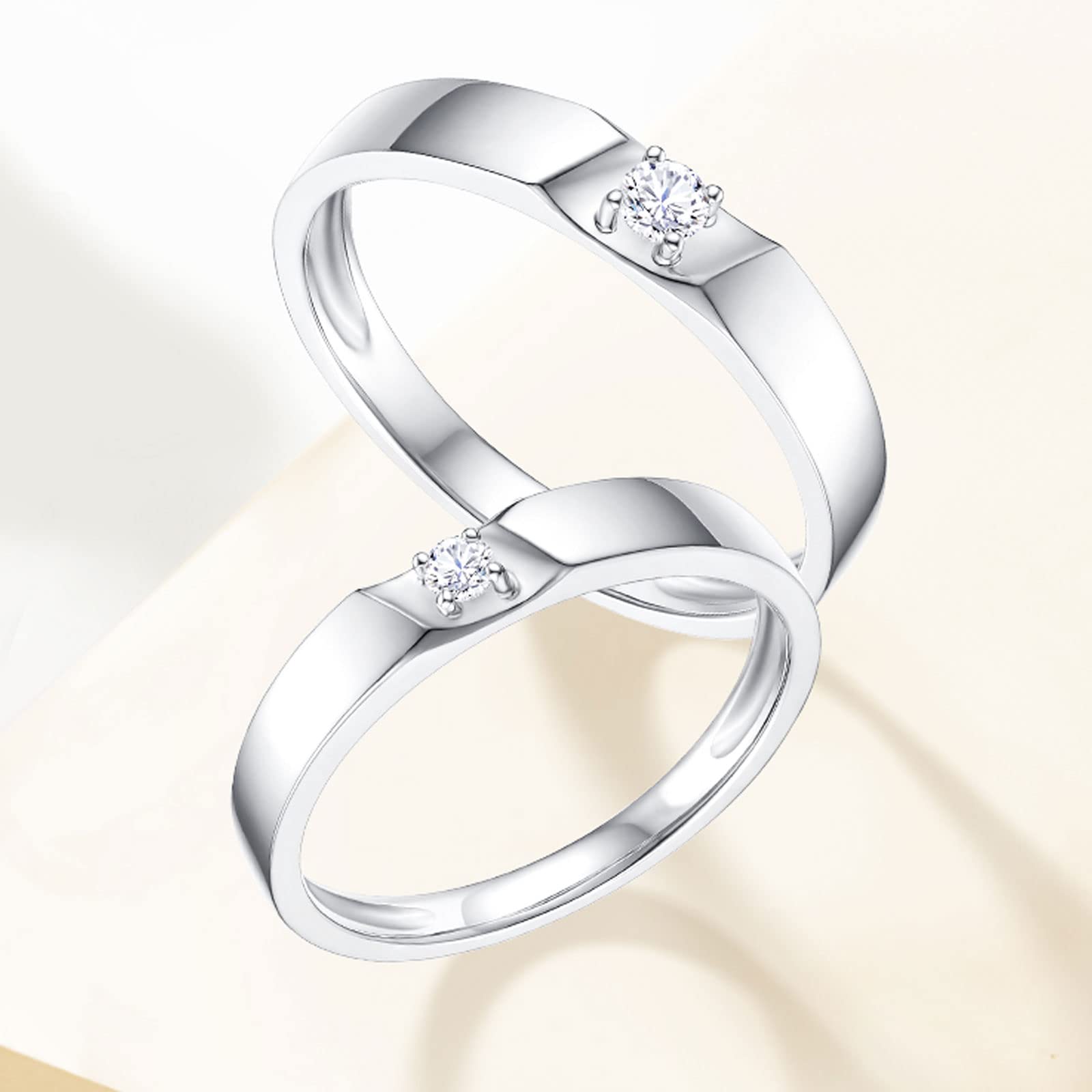 Diamond Matching Couples Rings for Him & Her - Sterling Silver/10K/14K/18K Gold Wedding Promise Rings with Free Engraving - Perfect for Anniversaries, Engagements & Romantic Gifts