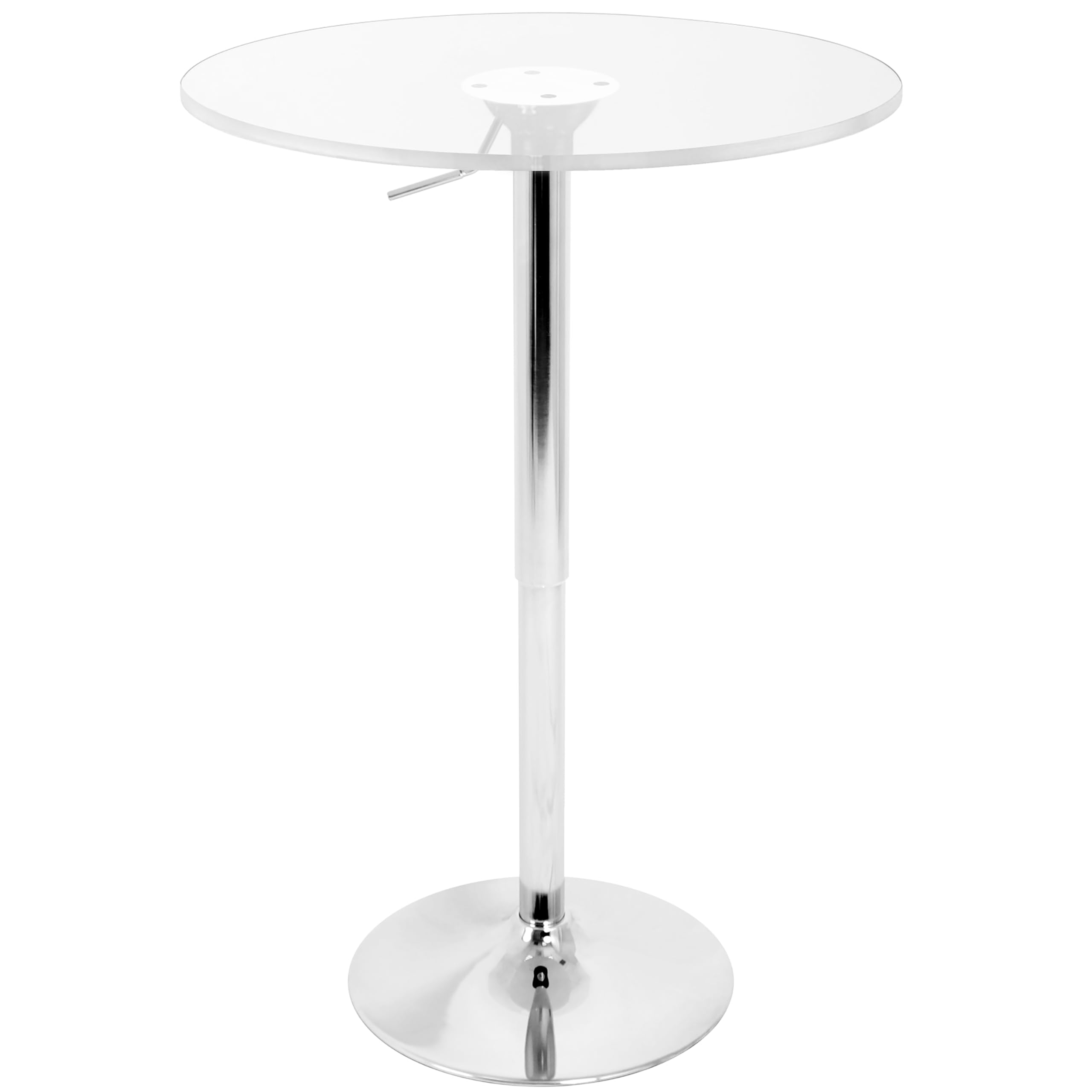 Adjustable Bar Height Dining Table - 36 Inch Round Pub Table with Clear Glass Top for Kitchen, Bistro & Outdoor Patio Use