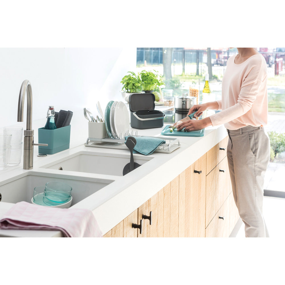 Compact Dish Drying Rack Light Grey - Space Saving Kitchen Organizer for Dishes, Cups & Utensils - Perfect for Small Kitchens, Apartments & RVs