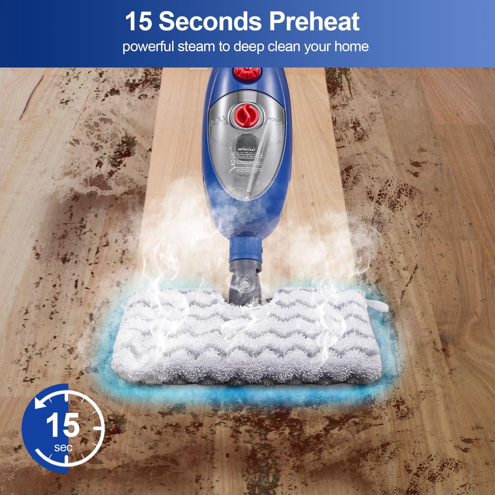 MOOLAN 10-in-1 Multipurpose Steam Mop Cleaner - Detachable Handheld Steamer for Hardwood Floors, Tile, Laminate, Windows & Walls - Perfect for Whole Home Deep Cleaning & Sanitizing
