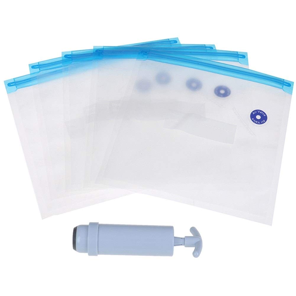 5-Piece Hand Pump Vacuum Sealer Kit with Manual Food Saver & Storage Bags – Compact Kitchen Machine for Fresh Food Preservation, Meal Prep, and Sous Vide Cooking