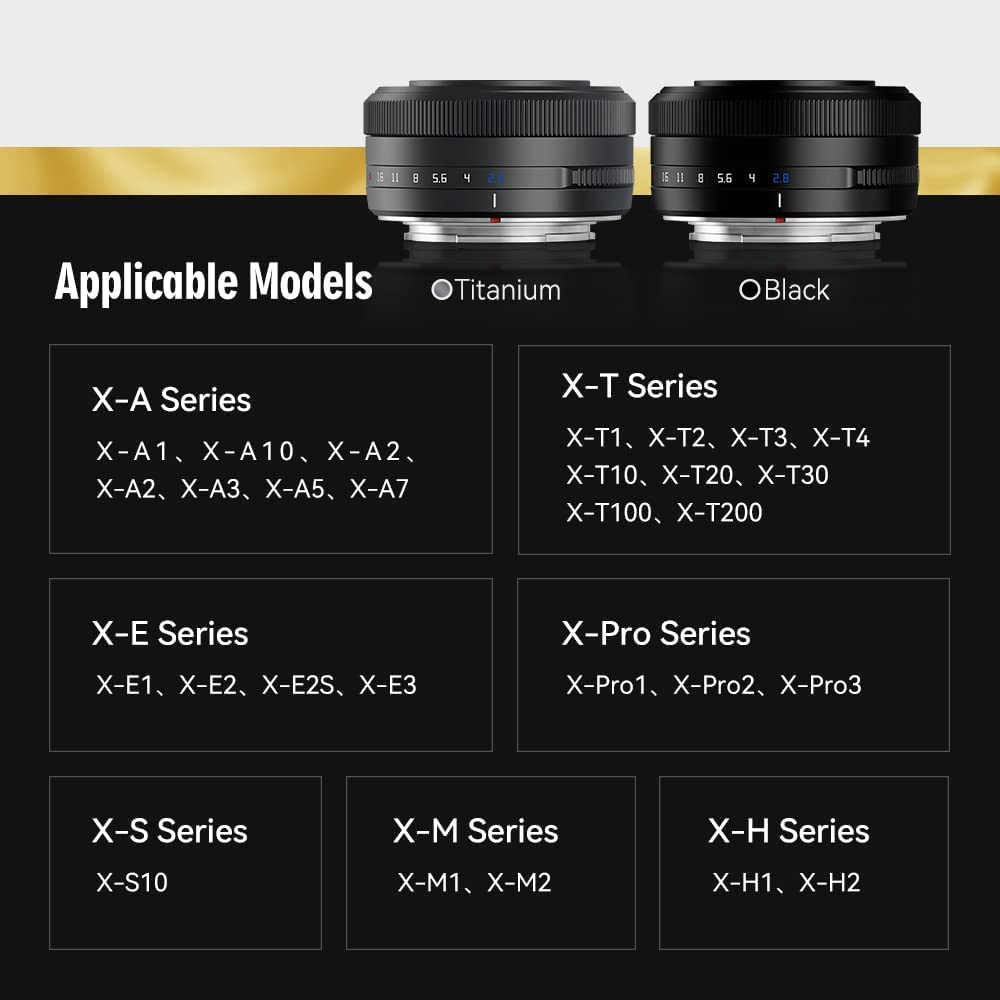 TTartisan 27mm F2.8 Autofocus Lens for Fuji X Mount - Compatible with XS10, X-E4, X-T3, X-T4, X-T30, X-Pro3 & More Fujifilm Cameras - Perfect for Street, Portrait & Travel Photography