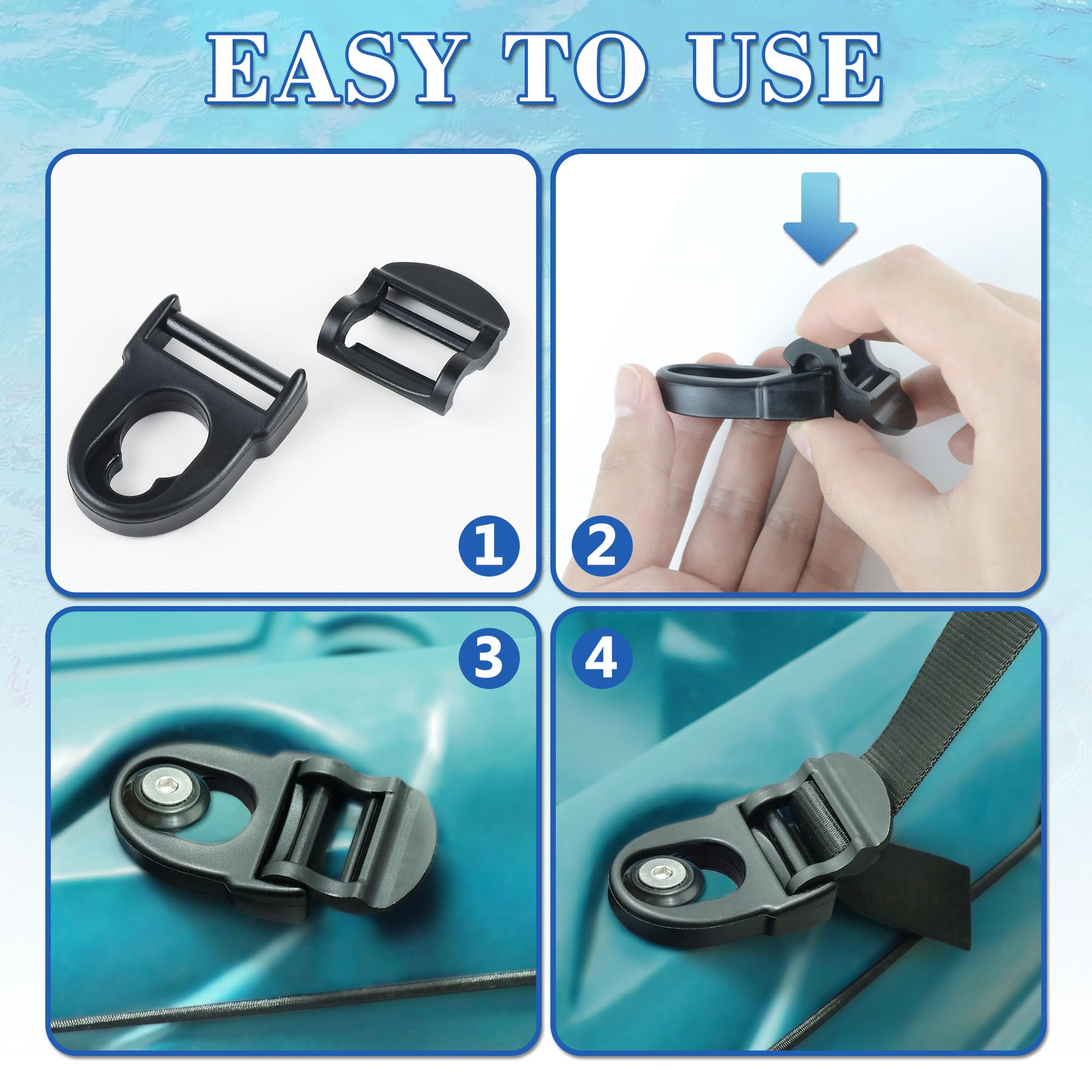 2Pcs Kayak Seat Clips Replacement & 4Pcs Straps - Compatible with Lifetime Emotional Kayaks - Durable Kayak Seat Belt Clips & Repair Parts - Heavy Duty Kayak Straps Seat Clip Accessories - Perfect for Kayaking, Fishing & Outdoor Water Sports