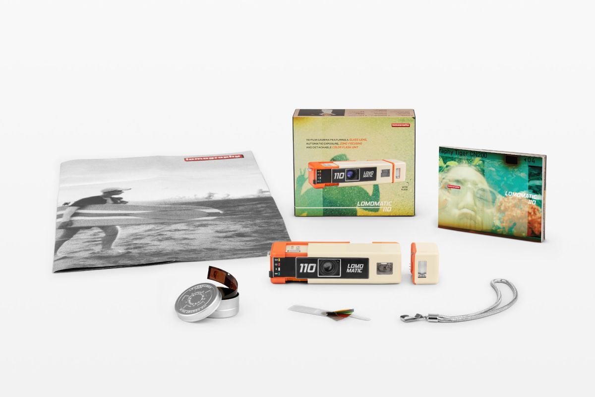 Lomography Lomomatic 110 Film Camera with Flash - Golden Gate Edition | Vintage Style 110 Film Photography for Travel, Parties & Retro Enthusiasts