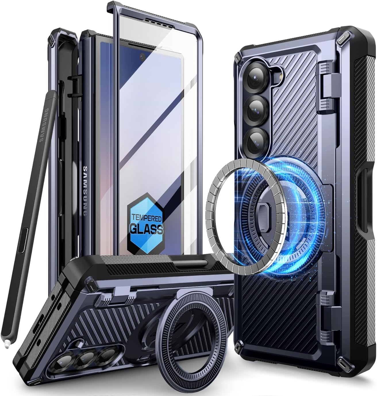 Samsung Galaxy Z Fold6 Unicorn Beetle PRO Mag Rugged Case - Dark Blue Protective Cover with Magnetic Kickstand | Shockproof & Drop Protection for Everyday Use & Outdoor Activities