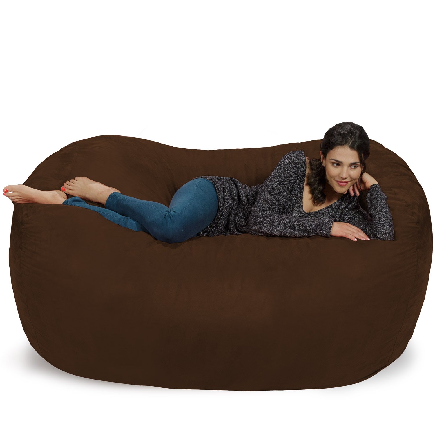 Chill Sack 6' Memory Foam Bean Bag Chair - Oversized Lounger with Soft Microfiber Cover (Chocolate) - Perfect for Gaming, Movie Nights & Dorm Room Relaxation