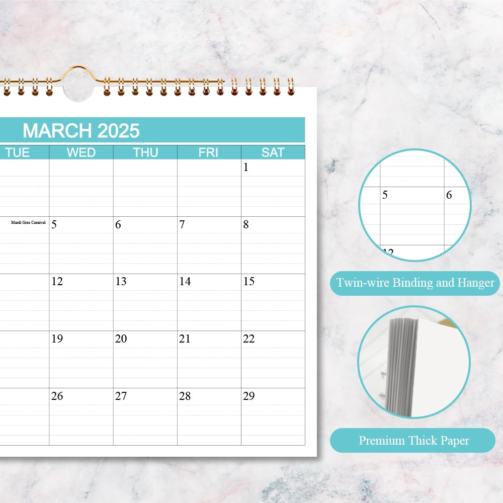 2025-2026 Wall Calendar (March 2025 - June 2026) | 16-Month Planner with Thick Paper for Home & Office Organization | 8.5