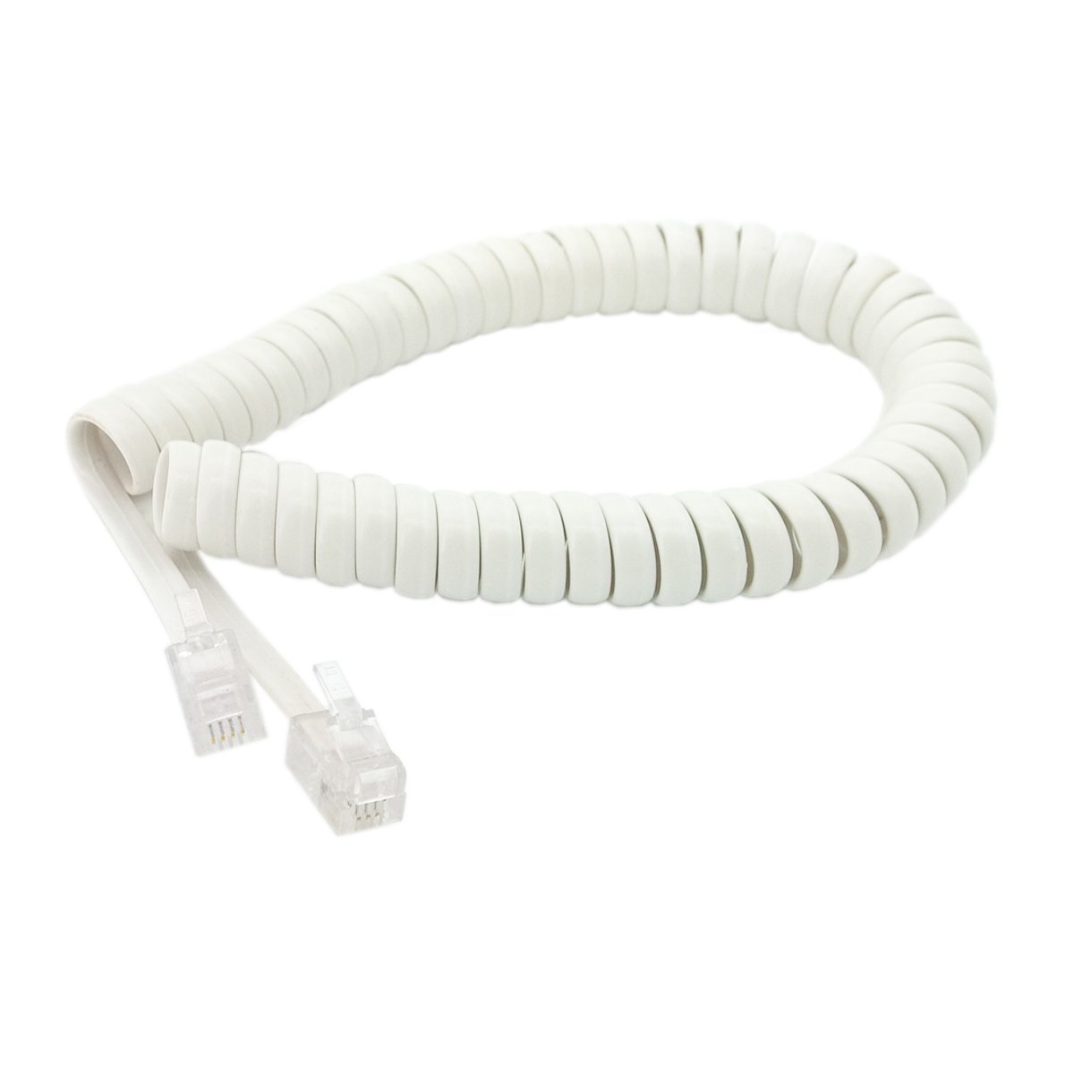 STEREN Tangle-Free Rotary Phone Cord - 7 Ft (2.1M) White Spiral Handset Cord for Vintage Landline Phones - Perfect for Home, Office & Retro Decor Use