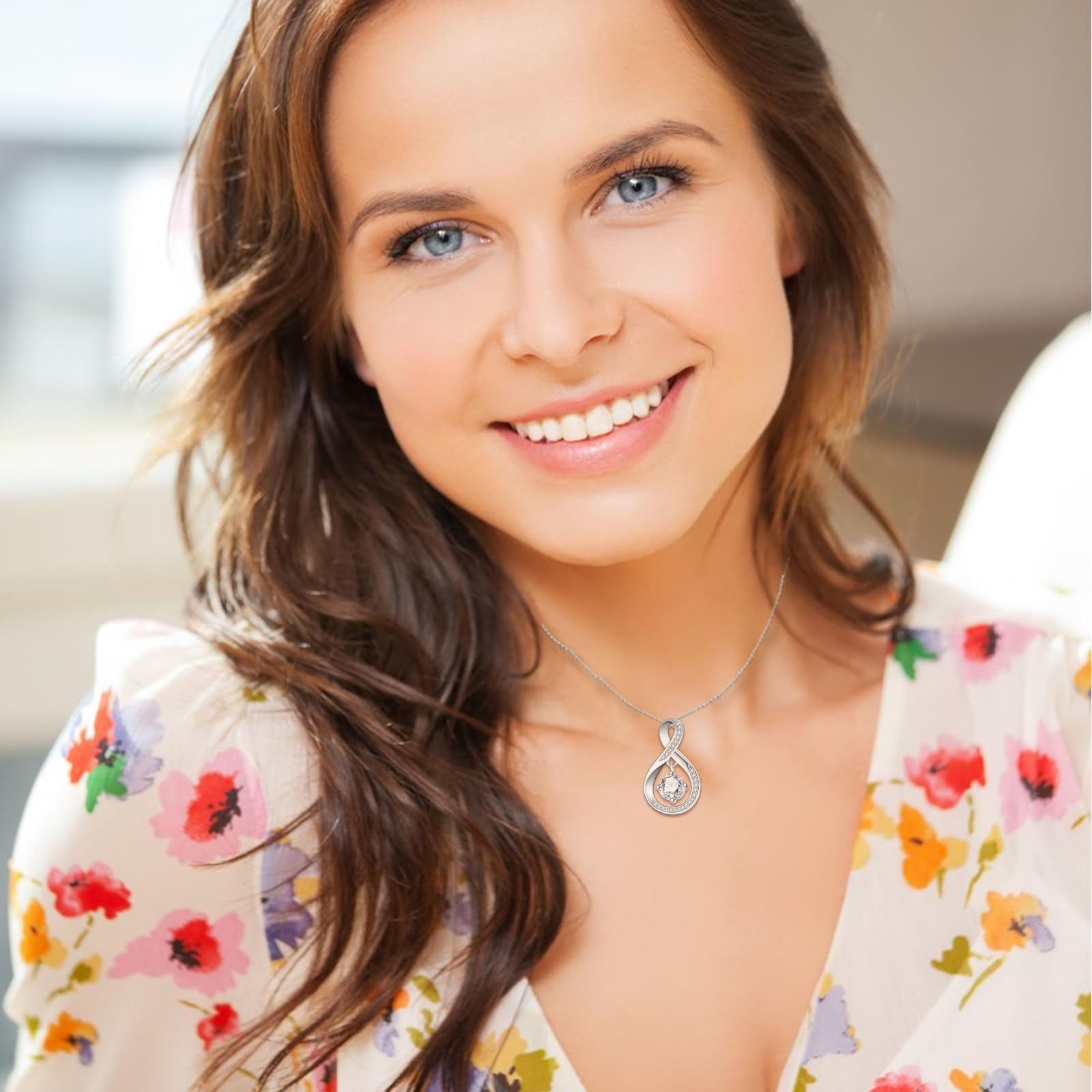 JETBON Sterling Silver Infinity Necklace with Cubic Zirconia - Elegant Jewelry Gift for Mom, Mother in Law, Wife | Christmas, Mother's Day, Birthday Present from Daughter or Son | Comes with Gift Box & Message Card | Perfect for Anniversaries, Weddings, Special Occasions