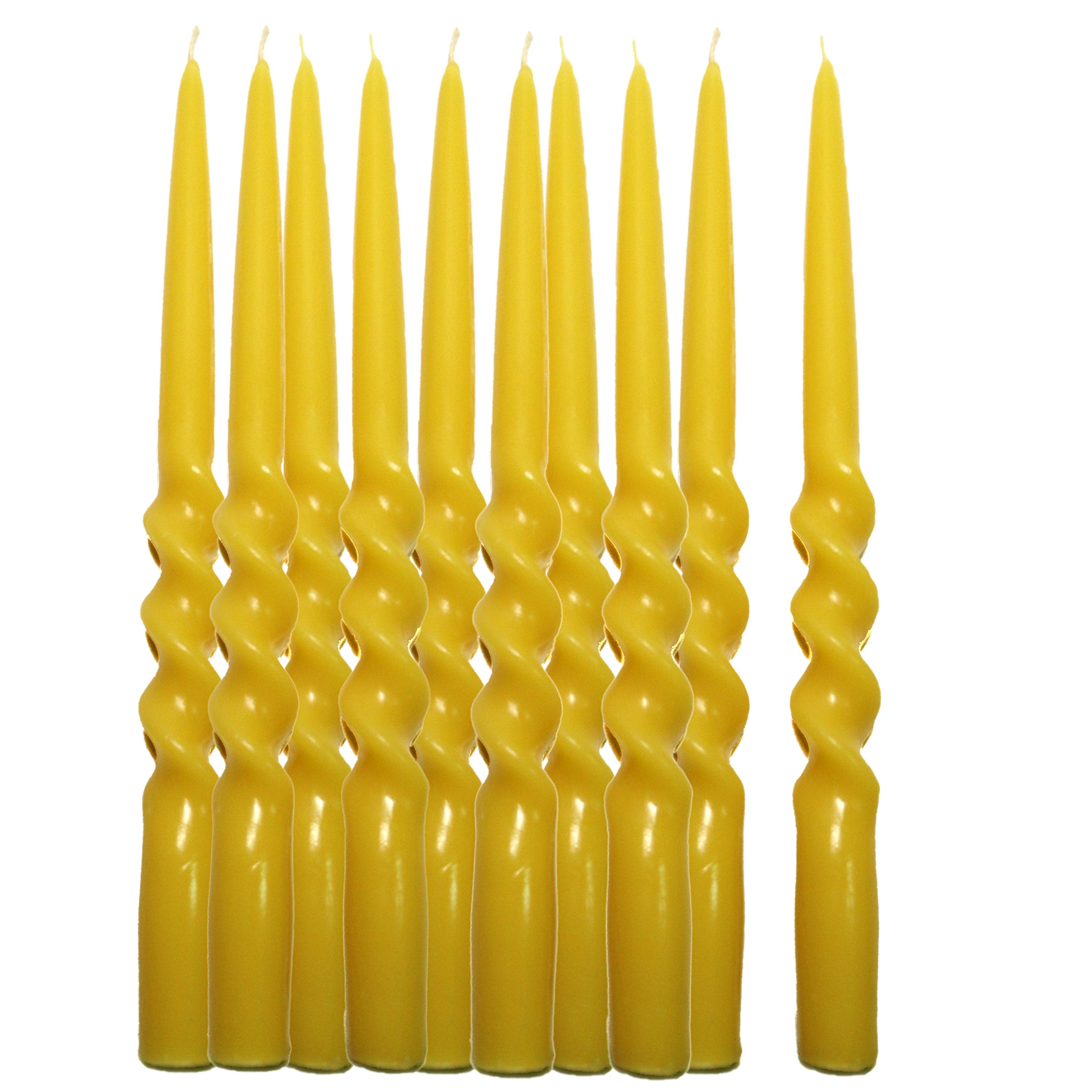100% Pure Organic Beeswax Spiral Twist Taper Candles - Handmade Set of 10 (10