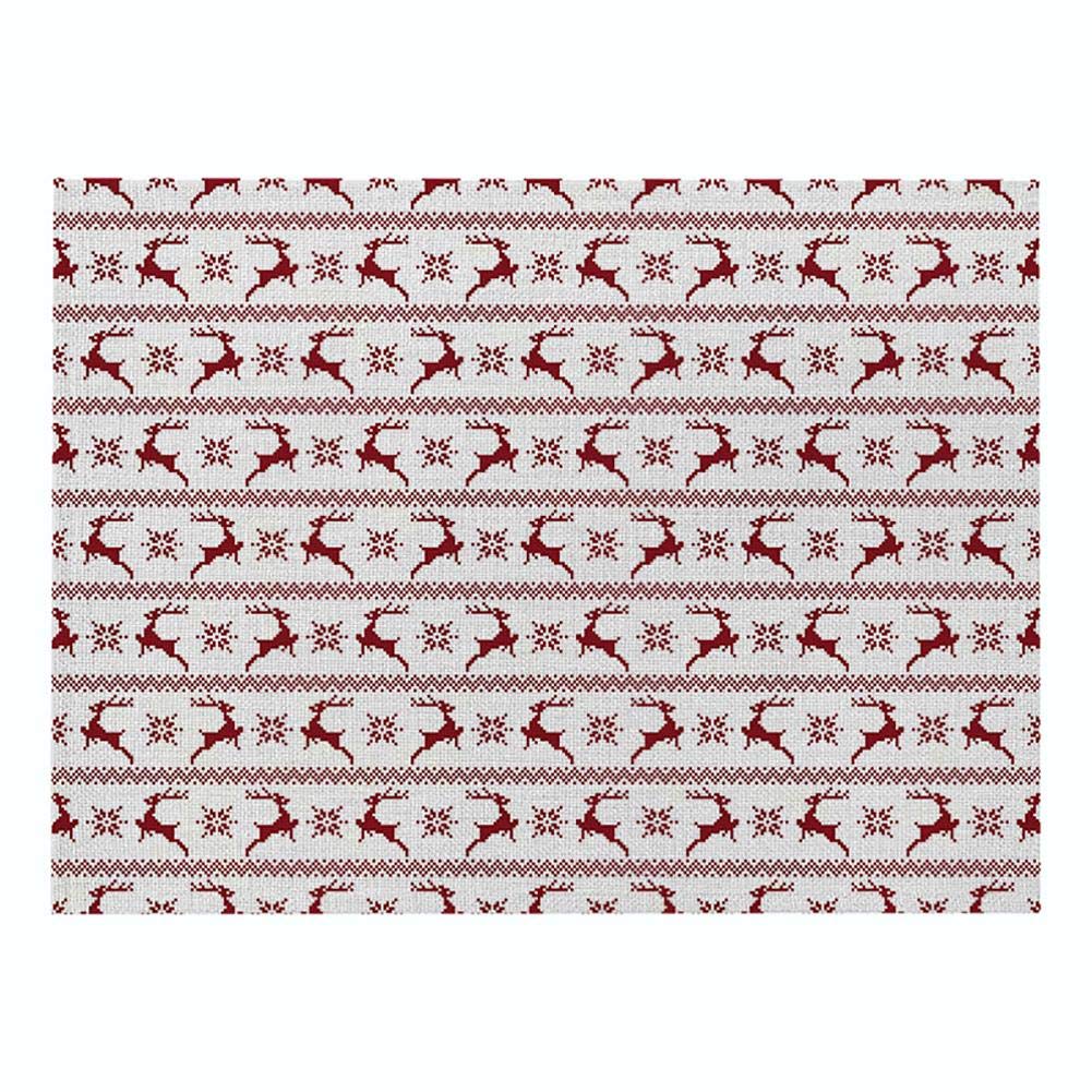 Hacoly Christmas Placemats Set - Cotton Linen Heat-Resistant Non-Slip Holiday Dining Mats for Table Decor - 32x21cm - Perfect for Home Kitchen, Restaurant, and Hotel Christmas Decorations