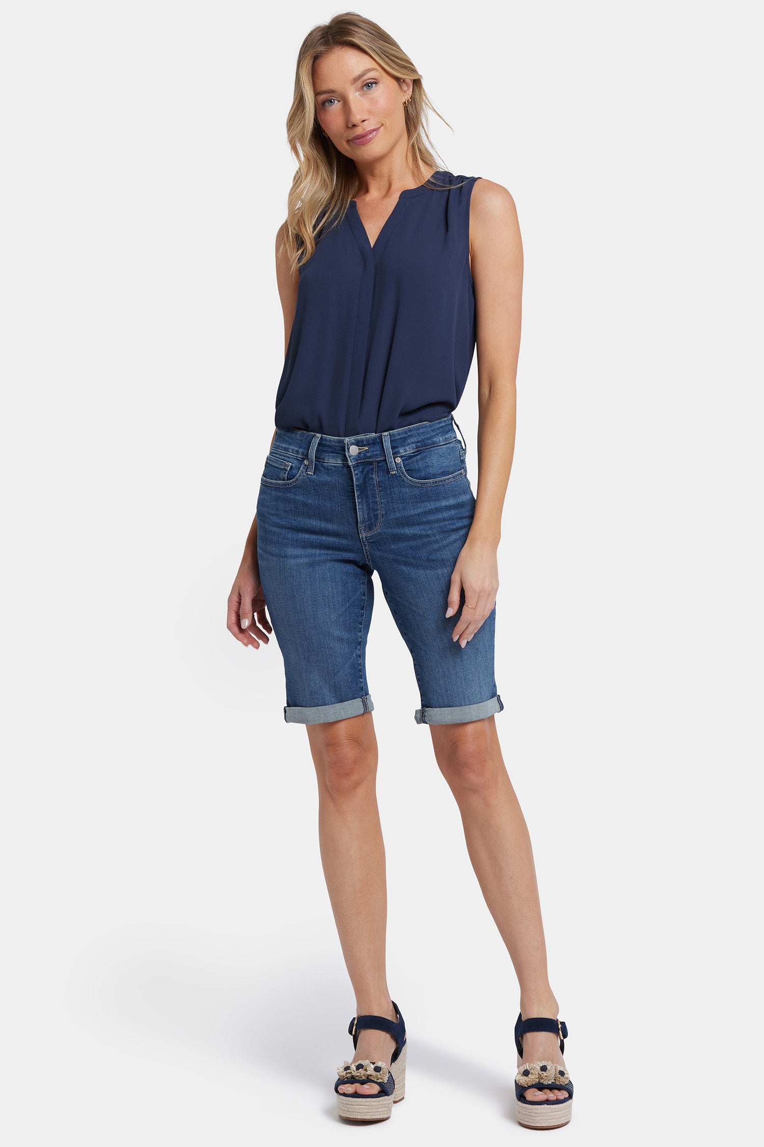 Briella 10 Inch Denim Shorts for Women - Petite Fit, Valencia Surf Style | Perfect for Beach, Summer Outfits & Casual Wear