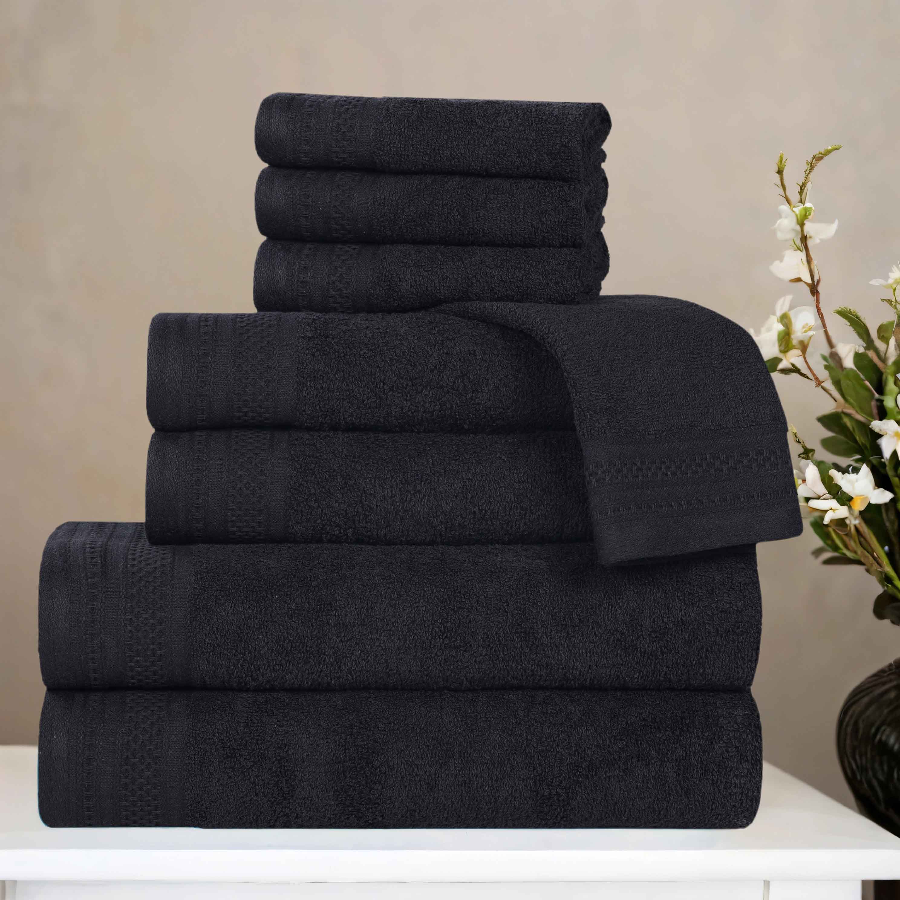 Premium Honeycomb Textured Waffle Border 8-Piece Cotton Towel Set - Ultra Soft & Absorbent Bath Towels for Spa, Guest Bathroom & Luxury Home Decor