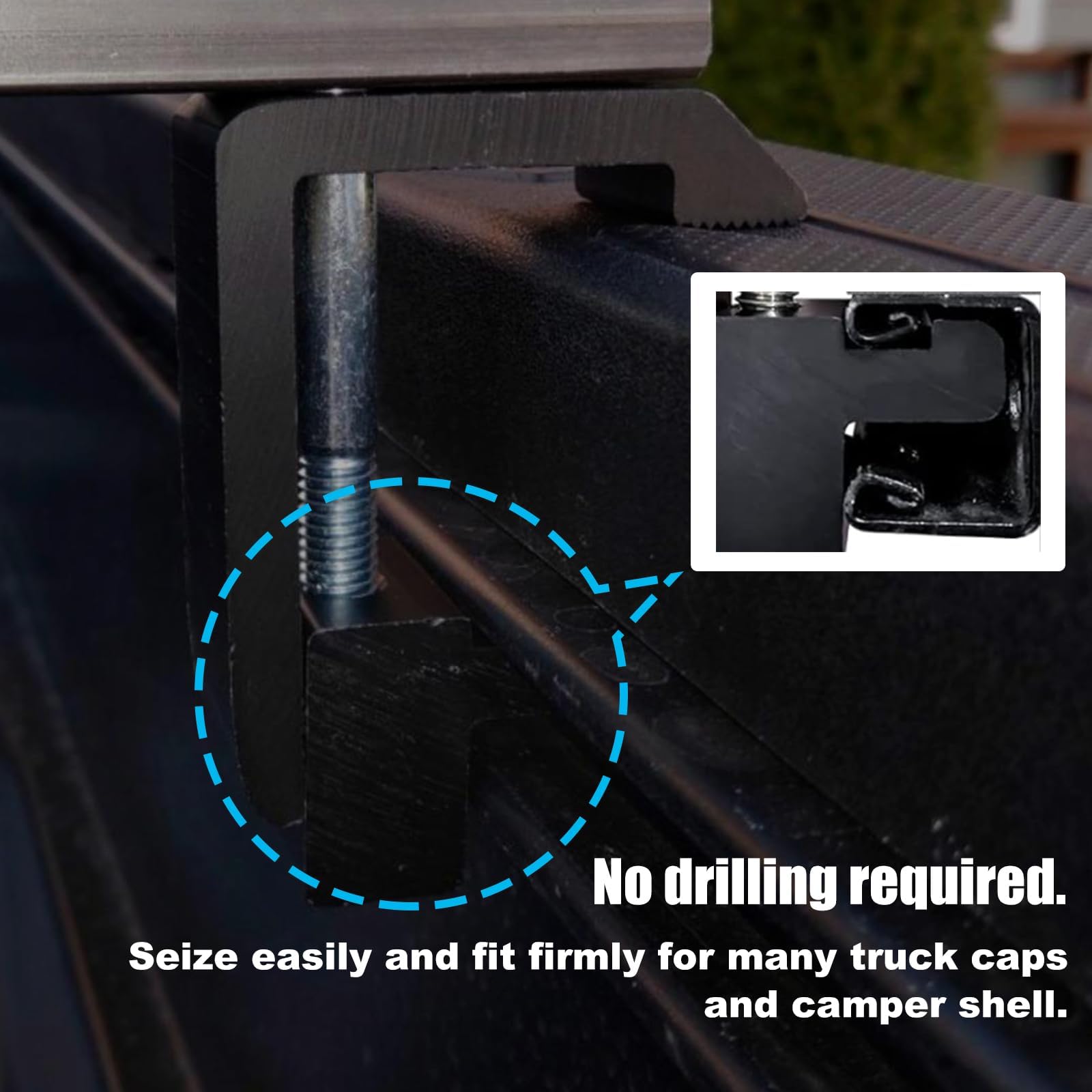 RULLINE Utility Track System Mounting Clamp Set (4-Pack) - Compatible with Toyota Tacoma & Tundra Truck Caps & Camper Shells | Heavy-Duty Aluminum Clamps for Secure Cargo Management | Perfect for Camping, Off-Roading & Work Truck Accessories