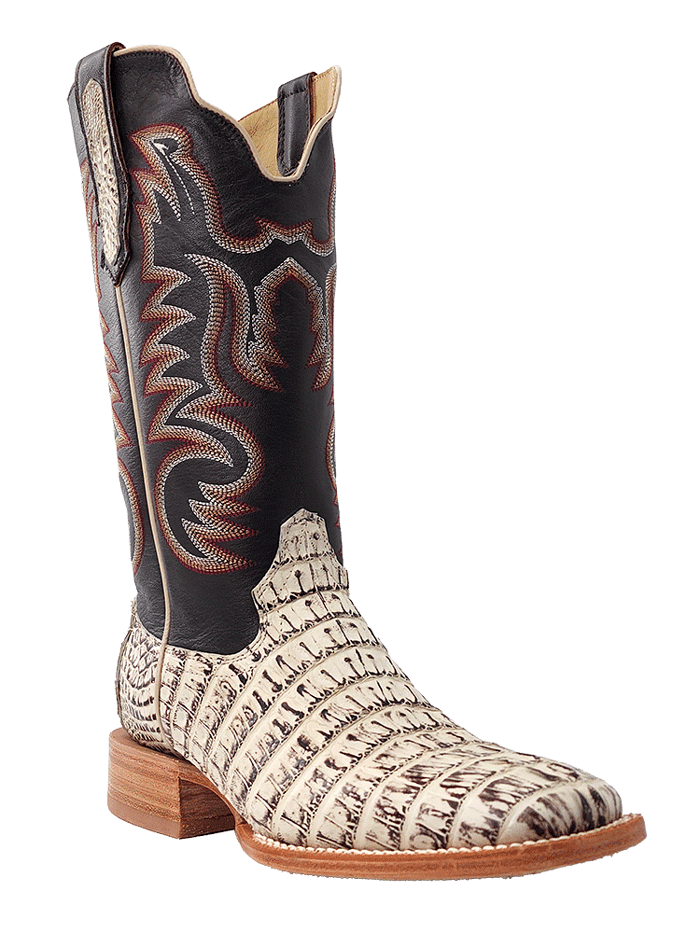R.Watson RW3013 Men's Western Boots - Genuine Hornback Caiman Tail & Orix Leather in Chocolate Brown - Perfect for Rodeo, Country Dancing & Outdoor Adventures