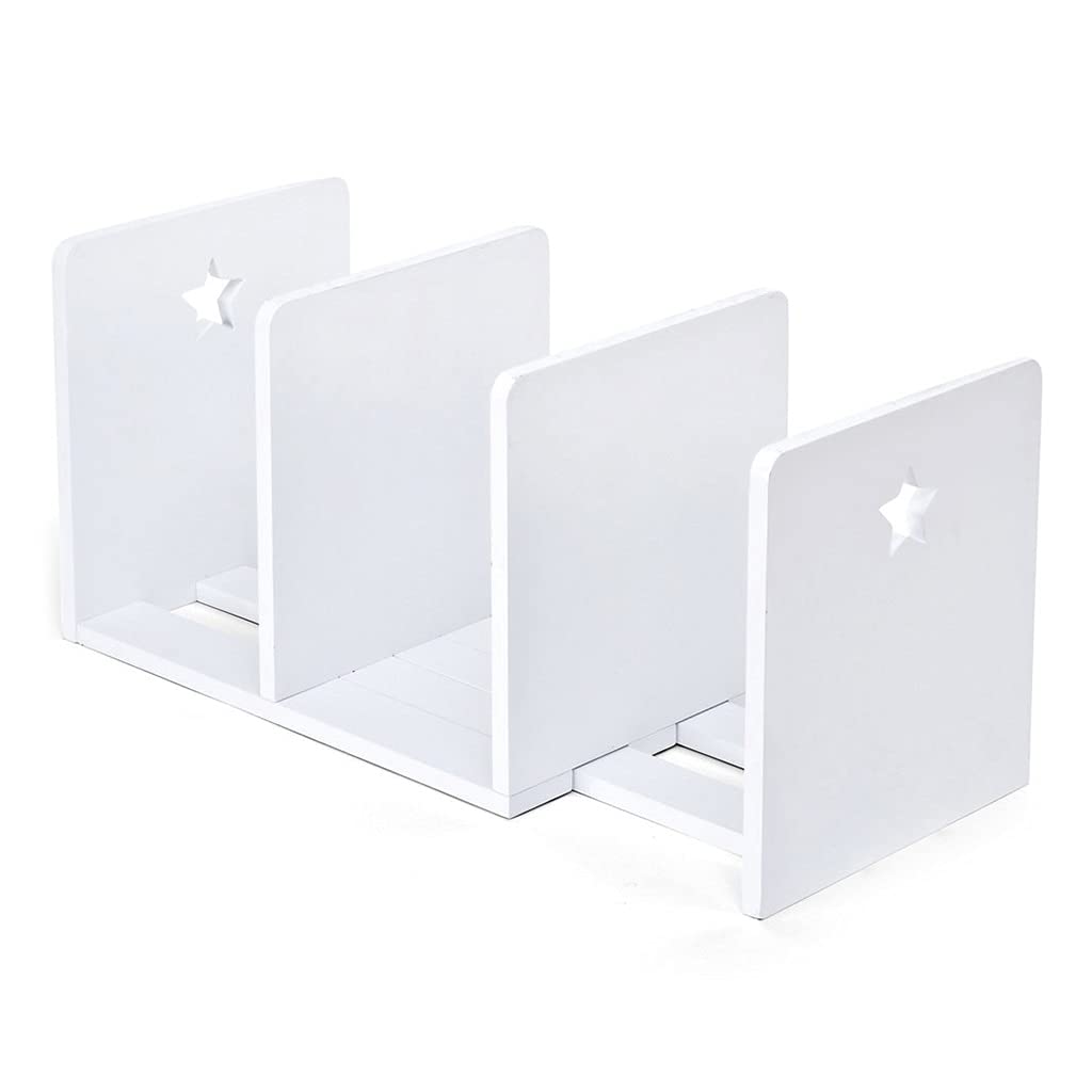 Retractable Small Wooden Bookshelf - 30x18x20cm White Bookcase for Home Office, Study & Living Room - Easy Assembly, Space-Saving Storage Solution for Books & Office Supplies