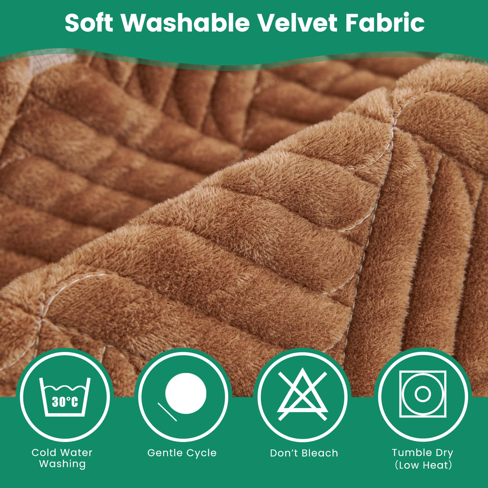 TEWENE Velvet L-Shaped Armrest Couch Cover - Anti-Slip Sectional Sofa Protector for Pets (2-Piece Set, 28