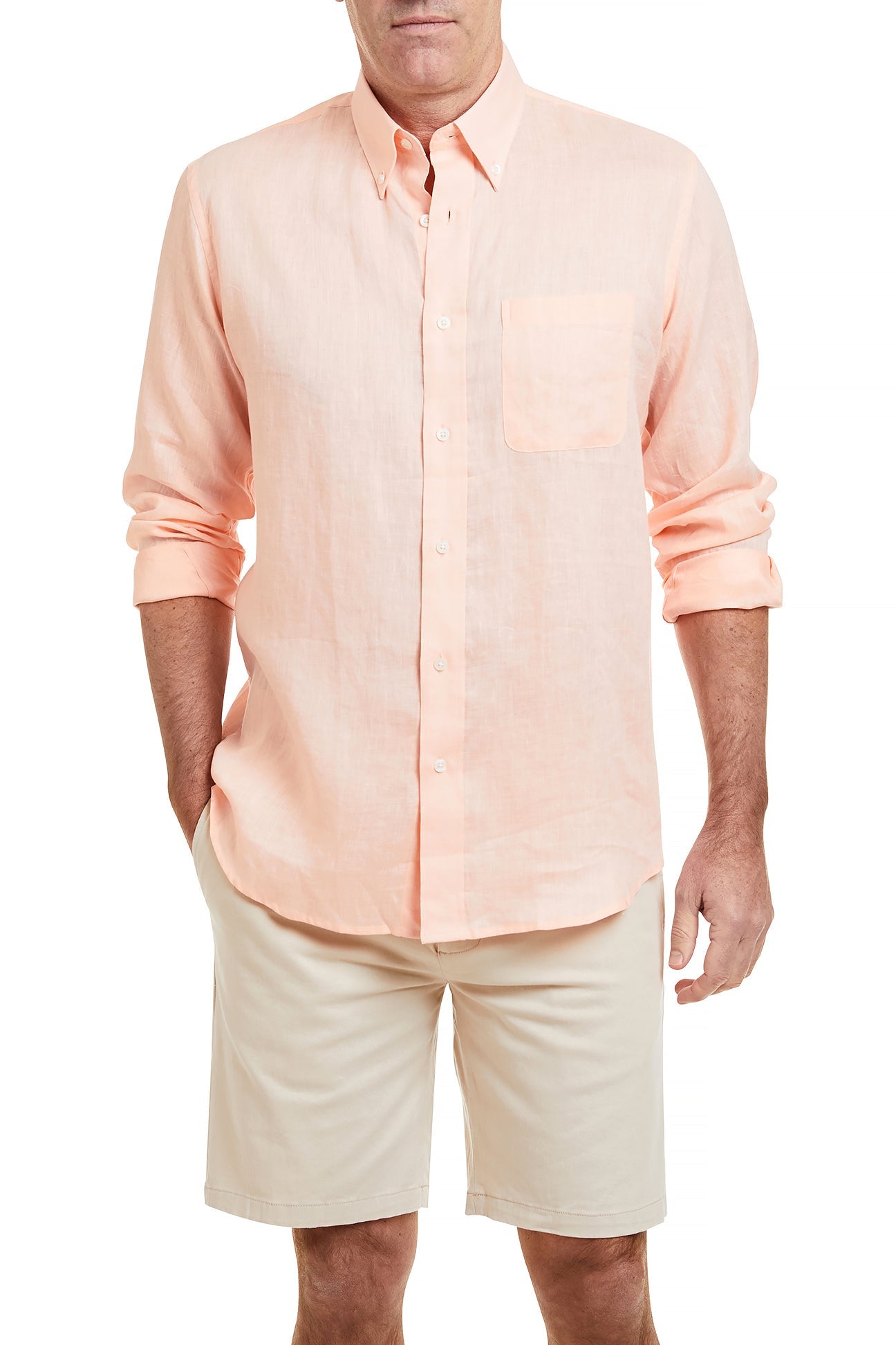 Premium Linen Chase Shirt in Peach - Breathable & Stylish Summer Blouse for Women - Perfect for Casual Outings & Beach Vacations