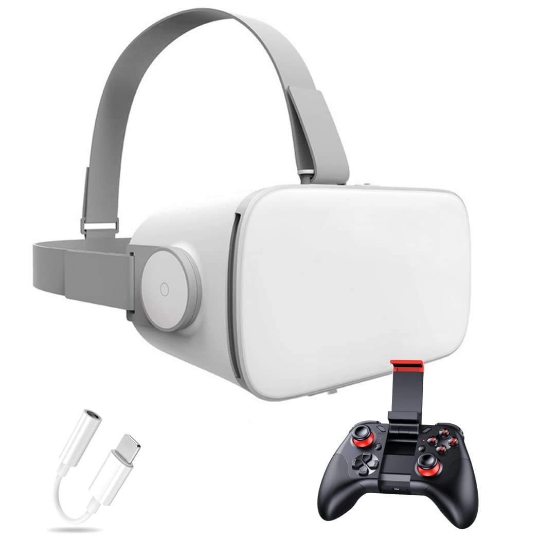 3D VR Headset with Bluetooth Controller - Compatible with iPhone 13 Pro Max/13 Pro/13/12/11, Samsung Galaxy S21, Huawei & Xiaomi Series - Immersive Virtual Reality Gaming & Movie Experience (Color: Black, Size: iOS)