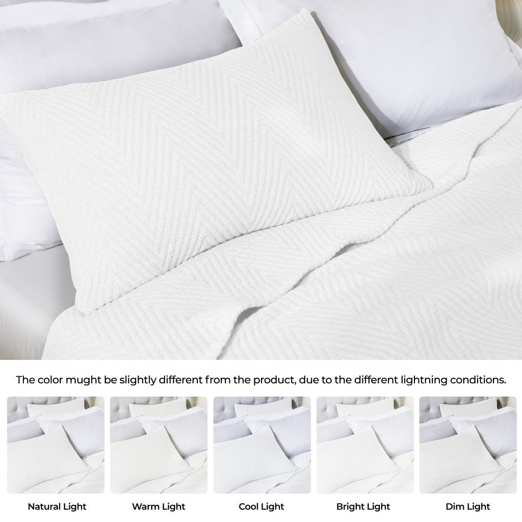 Premium Aswan Cotton Medium Weight Textured Modern Chevron Woven Coverlet - Soft & Breathable Bedspread for All-Season Comfort | Perfect for Master Bedroom, Guest Room & Cozy Home Decor