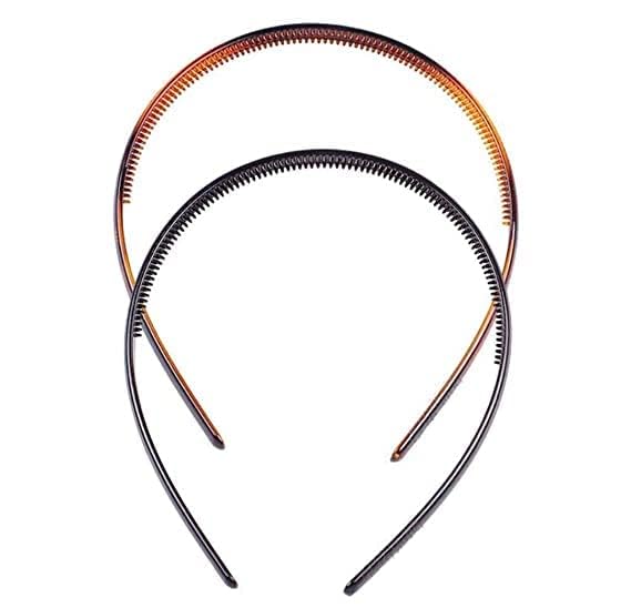 Fashion Alley 2-Pack Black & Brown Wavy Plastic Hair Combs - Shine Headbands with Teeth for Girls & Women | Perfect for Styling, Updos, and Everyday Hair Accessories