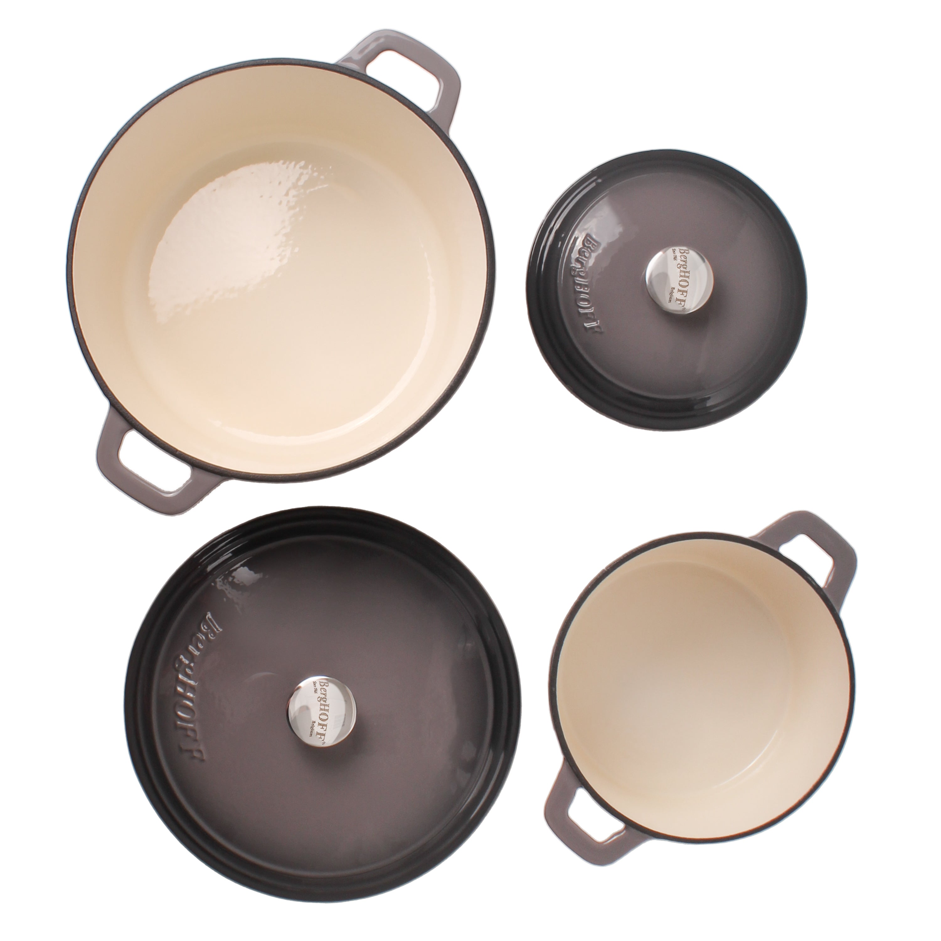 BergHOFF Neo Cast Iron 7qt Round Dutch Oven with Lid - 11 Inch Enameled Cookware for Braising, Stewing & Baking - Perfect for Stovetop, Oven & Campfire Cooking