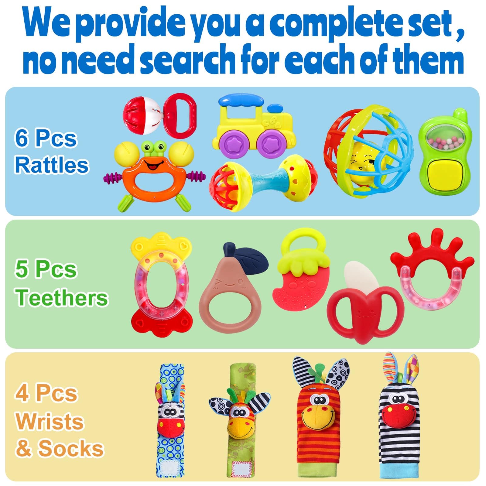 Baby Rattles 0-12 Months - Teething Toys & Infant Socks for Newborns | Perfect Baby Shower Gifts