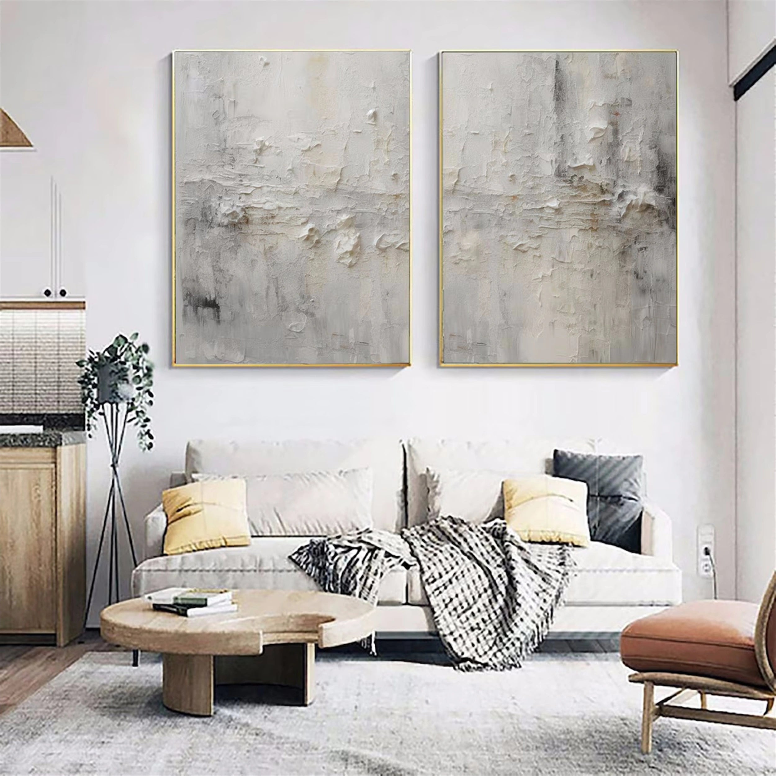 Abstract Painting Set of 2 - Modern Wall Art for Living Room & Bedroom Decor - #AB095