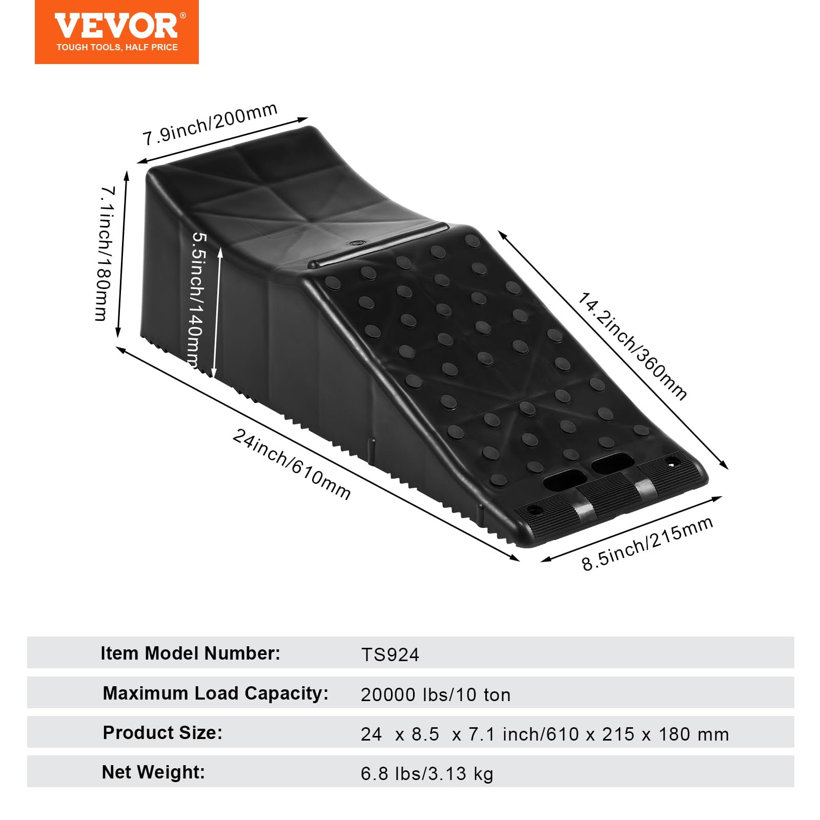 VEVOR Low Profile Car Service Ramp - 10 Ton (20,000 lbs) Capacity, 5.5